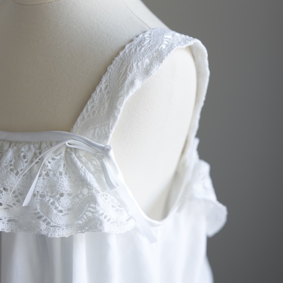 Strasburg White Cotton Slip Dress Crocheted Lace Size 10/12 NWT Beach Portrait - Picture 4 of 6